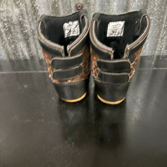 Kids Baby Cowboy Boots Western Embroidered Black Brown Size 4 - Picture 7 of 7